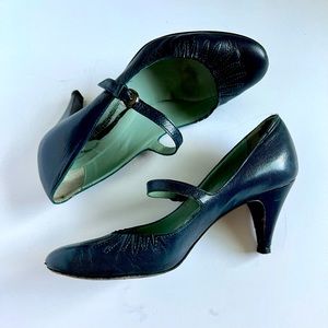 Vintage sigerson morrison maryjane heels size 6 1/2, petrol
